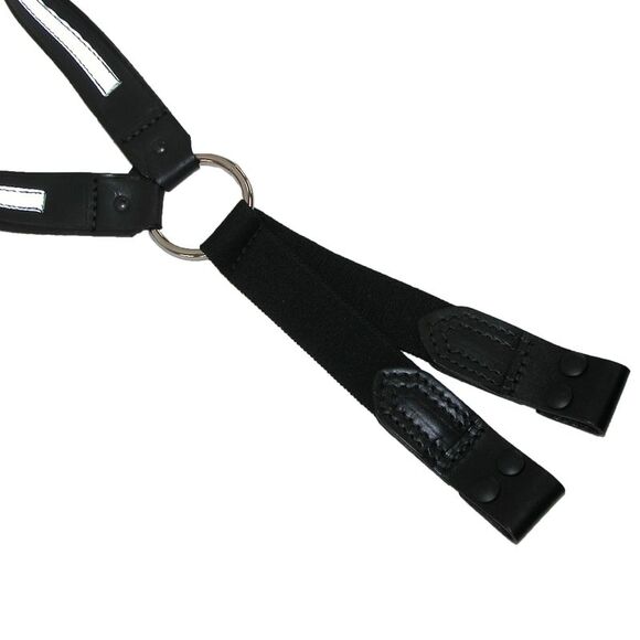 Boston Leather Leather Reflective Loop End Fireman Work Suspenders - Picture 2 of 4